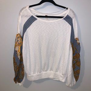 Floral Patterned Balloon Sleeve Free People Top